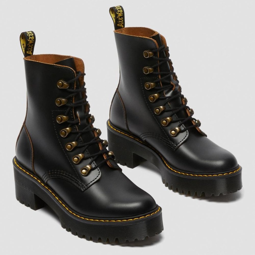 Dr. Martens Women's Leona Vintage Smooth Leather Heeled Boot - Picture 4 of 15